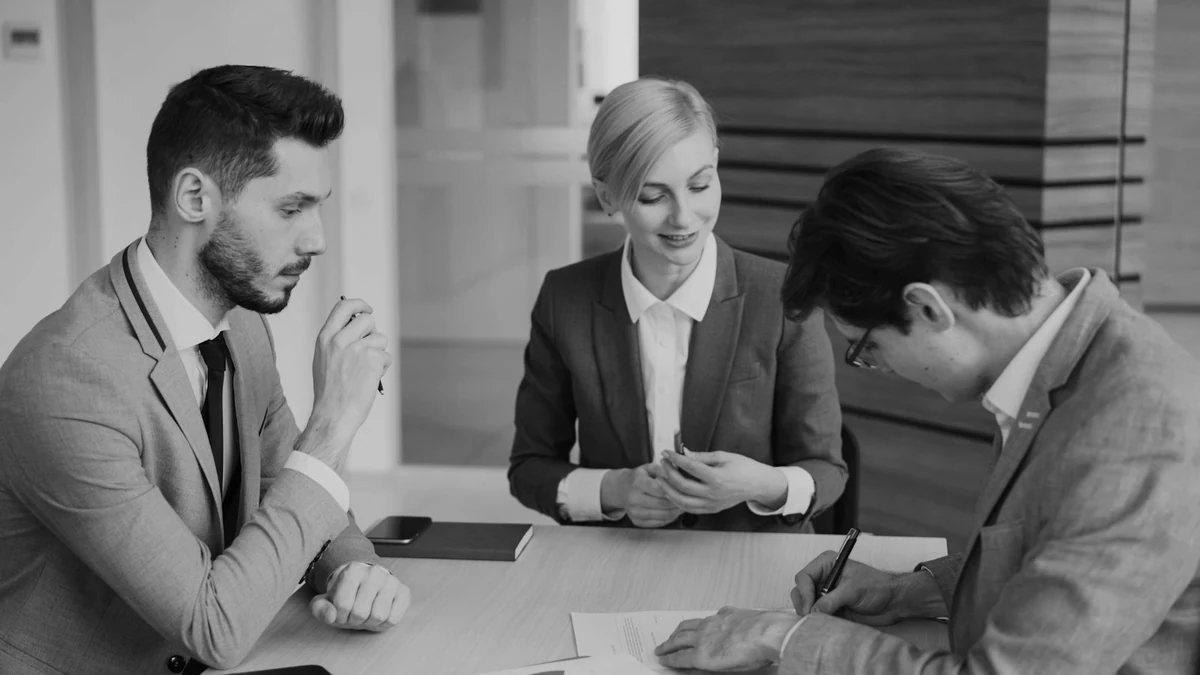 Representative legal team in a professional client discussion
